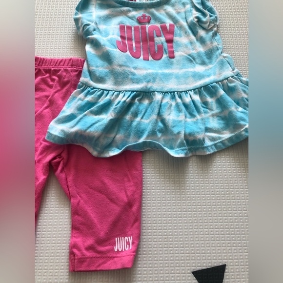 Juicy|Baby girl two piece matching set:Ruffle short sleeve top & pink leggings• - Picture 2 of 3